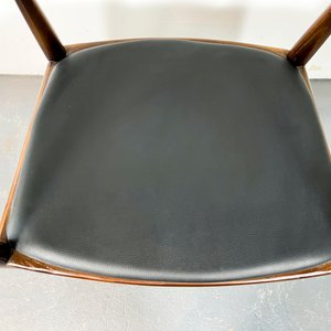 Sillón Danés Madera Marrón Tapizado Negro Respaldo Curvo - imagen 3