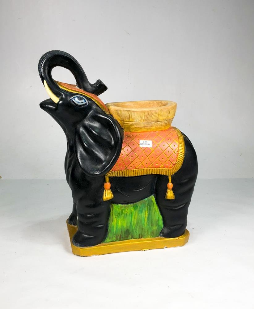 Figura de Elefante Decorativo en Cerámica Negra de 44 cm