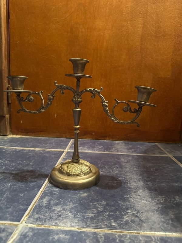 Candelabro de 3 velas de platina - Decoración de interiores - imagen 1