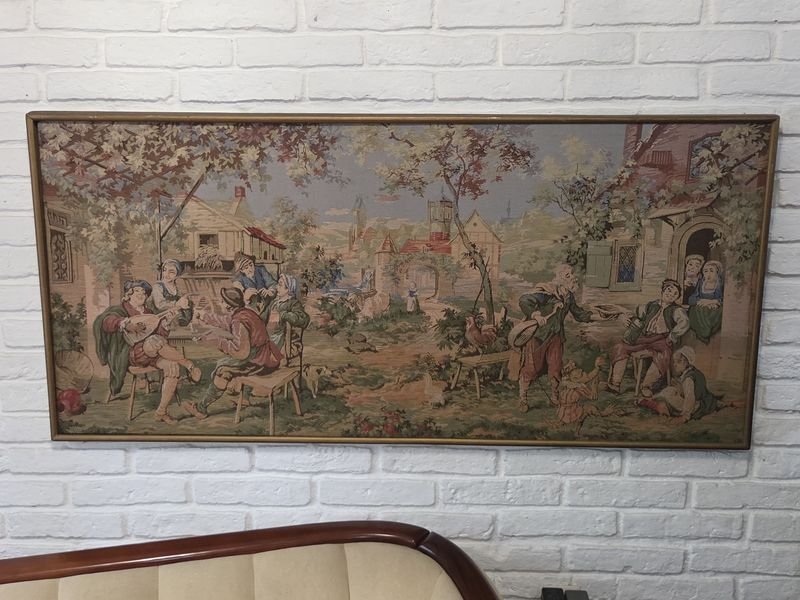 Pintura de campiña francesa en estilo gobelino - imagen 2