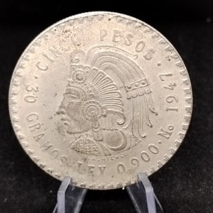Moneda Mexicana 5 Pesos Plata 1939 Falsa de Época - imagen 5