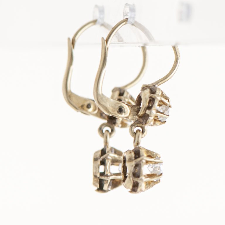 Pareja de caravanas de oro 18k con brillantes - imagen 2