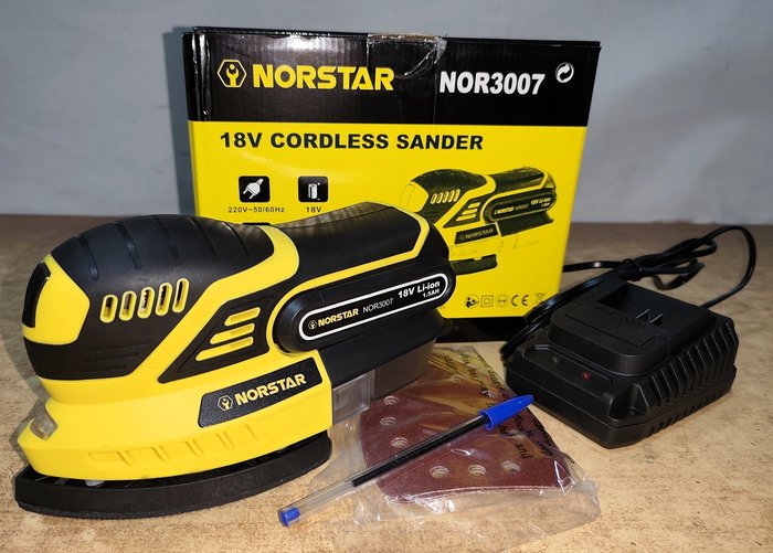 Lijadora Roto Orbital Recargable Norstar NOR3007 18V con Accesorios
