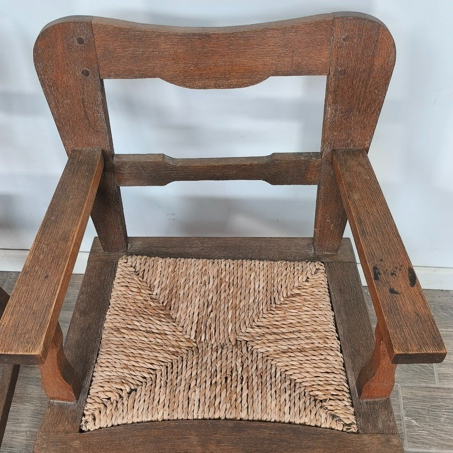 Pareja de sillas de roble con asiento de cardo - imagen 7