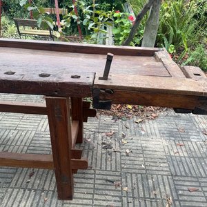 Banco de Trabajo de Carpintero Antiguo de Hierro y Madera Maciza - imagen 3