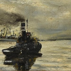 Lote siguiente: Oleo "Puerto de Montevideo" de César Vanni, 25 x 34 cm