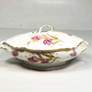 Fuente con Tapa de Porcelana Francesa Limoges Floral Blanca - imagen 2