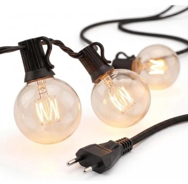 Guirnalda de Luces Vintage para Exterior, 25 Bombillas, Cable Blanco o Negro - imagen 1