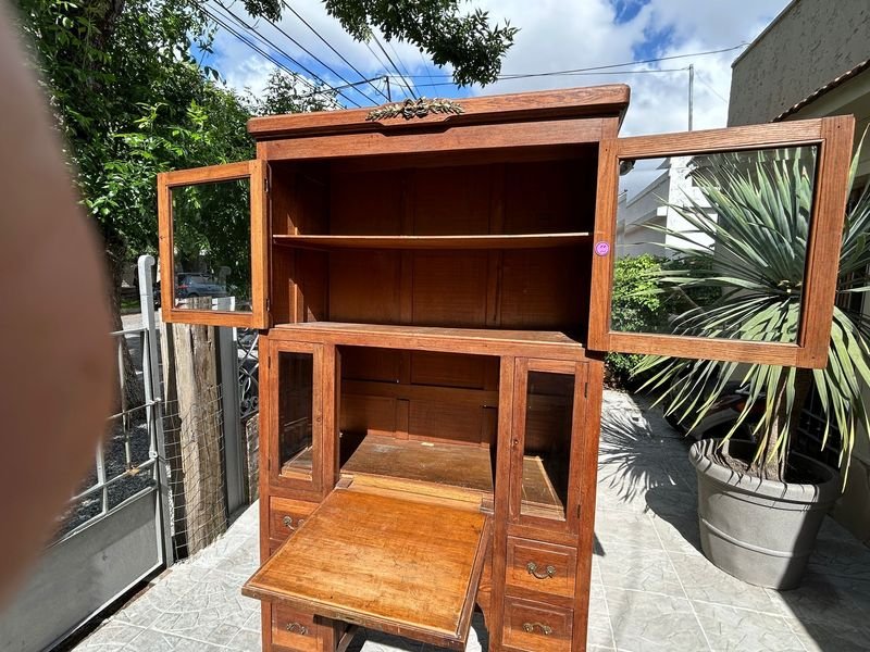 Gran Mueble Roble Macizo Secretario Escritorio Biblioteca - imagen 2