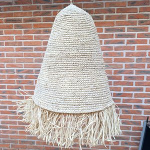 Pantalla de Lámpara Artesanal en Fibras Naturales con Flecos - imagen 2