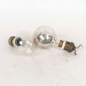2 Lámparas Antiguas de Vidrio y Bronce - imagen 1
