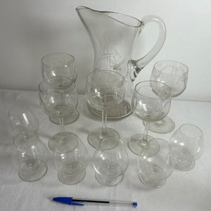 Juego de Jarra y Copas de Cristal Tallado - imagen 3