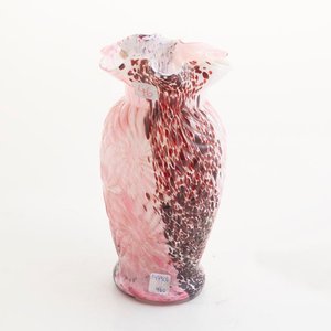 Florero de Cristal Murano Rosa y Bordo con Diseño Labrado - imagen 3