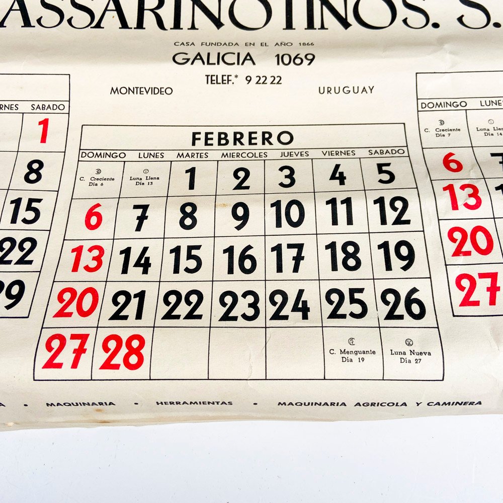 Almanaque antiguo de Cassarino 1949 - Calendario histórico - imagen 3