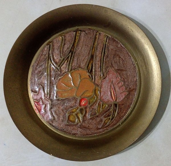 Platillo de Bronce Decorado Estilo Cloisonné Floral