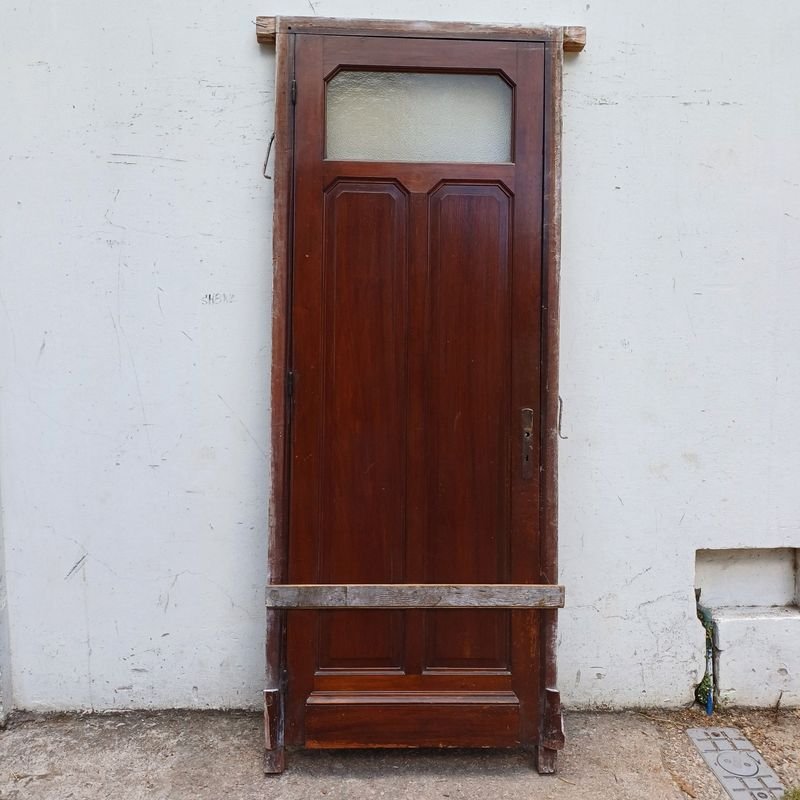 Puerta de madera con panel y vidrio, estilo clásico - imagen 4