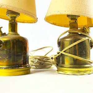 Par de Lámparas de Mesa Bronce con Pantallas Estilo Depósito - imagen 3