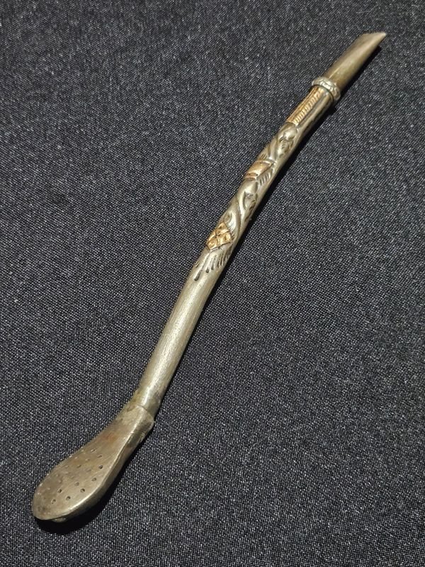 Bombilla Curva de Plata y Oro para Mate