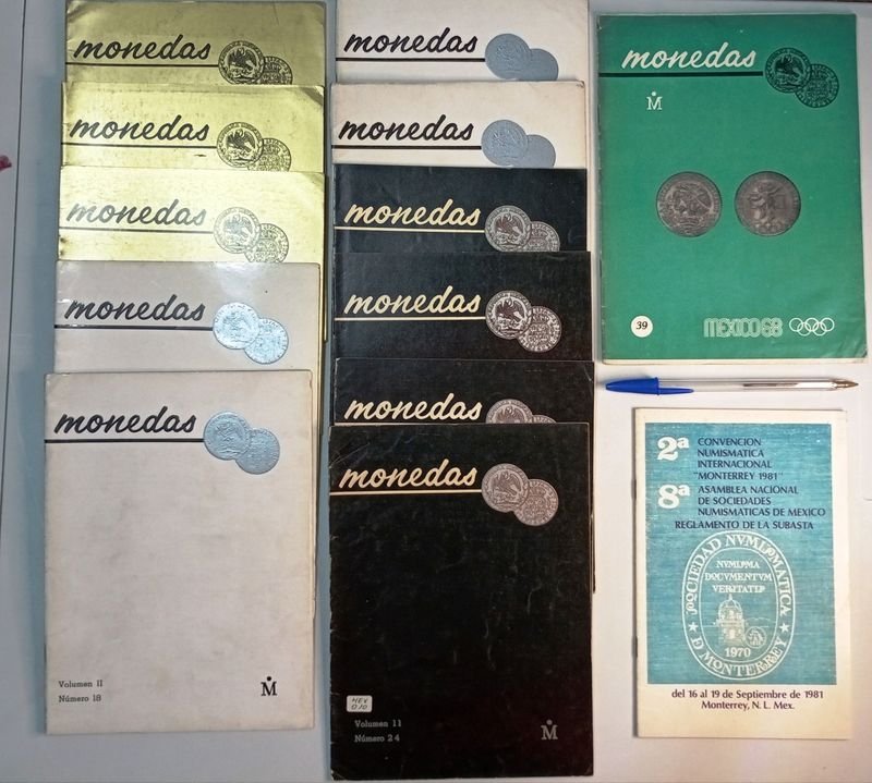 13 Publicaciones Mexicanas de Monedas y Reglamento de Subasta Numismática