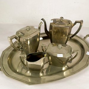 Juego de Servicio Vintage: Cafetera, Lechera, Azucarera y Bandeja - imagen 2