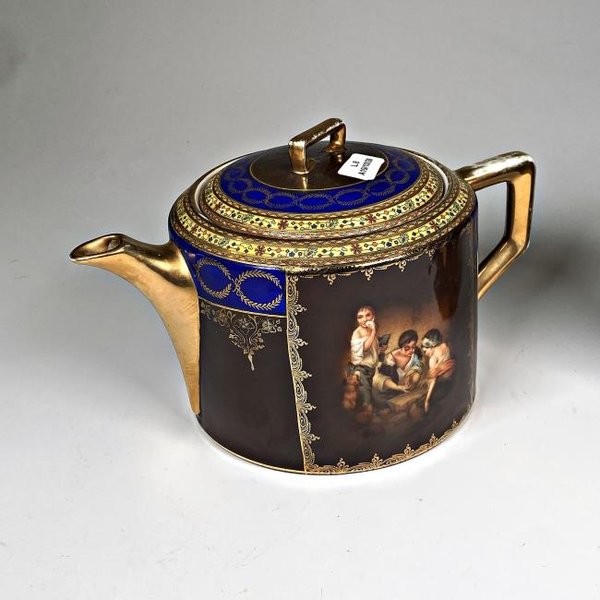 Tetera y Lechera de Porcelana Checa Estilo Viejo Viena - imagen 1