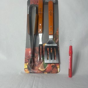 Set de Asado 3 Piezas: Espátula, Pincho y Pinza BBQ FunTree - imagen 1