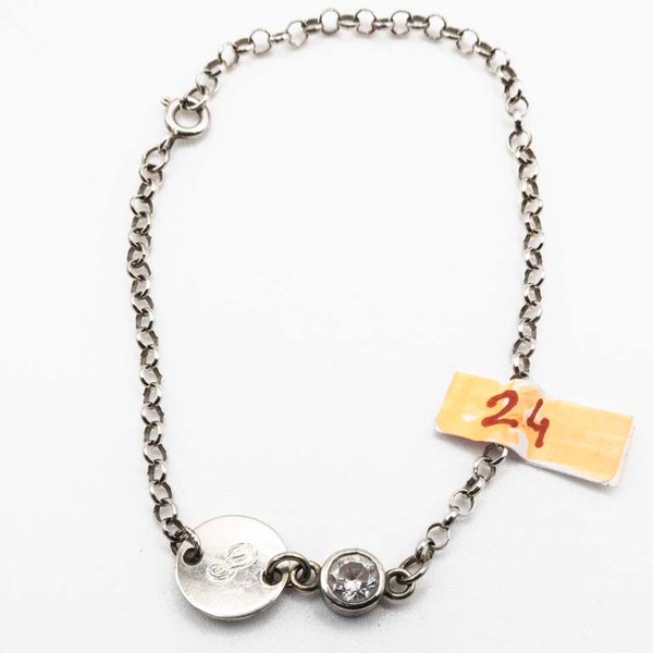 Pulsera de Plata con Piedra y Inicial "E" - imagen 1