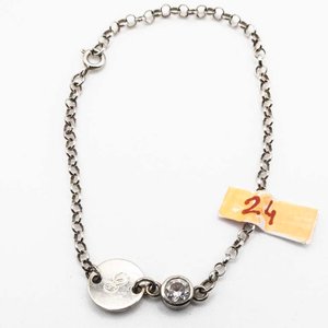 Pulsera de Plata con Piedra y Inicial "E" - imagen 1