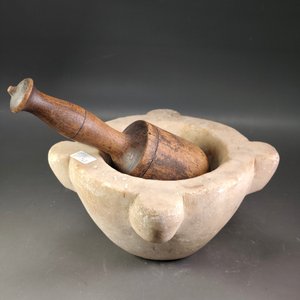 Mortero de Mármol con Mano de Madera - Buen Estado - imagen 8
