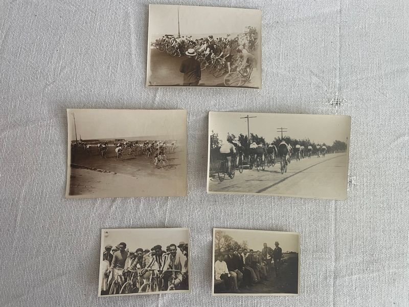 Lote de 4 Fotografías Antiguas de Carreras de Bicicletas
