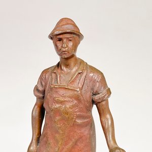 Figura de Bronce Herrero con Base de Mármol Firmada - imagen 4