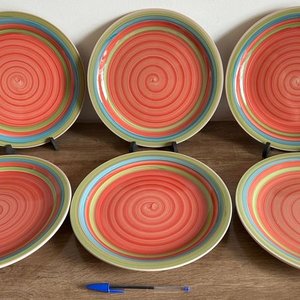 Set de 6 Platos Grandes de Cerámica con Diseño Espiral Multicolor - imagen 2
