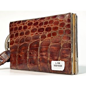 Petaca Rectangular Forrada en Cuero de Lagarto con Tapa Abatible - imagen 3