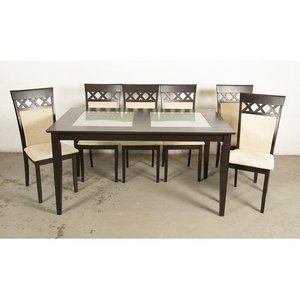 Mesa de Comedor Rectangular con 6 Sillas Tapizadas - imagen 1