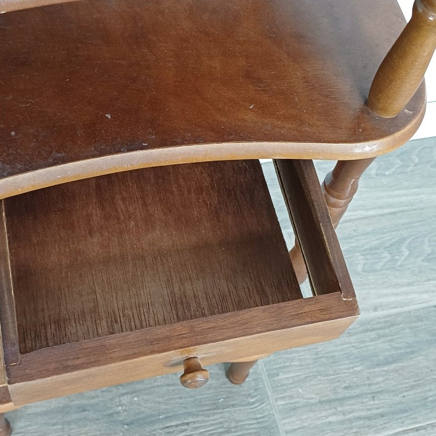 Mesita para teléfono en cedro con patas torneadas y cajón - imagen 5