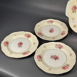 Juego de Loza Inglesa Woods Ivory Ware: Plato de Masas con 6 Platitos Florales - imagen 6
