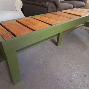 Banco Largo de Madera y Metal Verde 150x40x40 cm - imagen 4