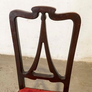 Par de Sillas Estilo Art Nouveau Tapizadas en Pana Roja - imagen 3