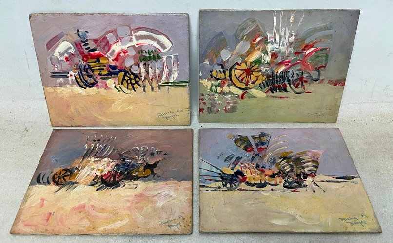 Pereira Bengoa "Abstracciones" - Cuatro oleos sobre fibra
