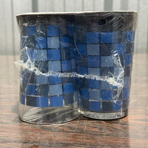 Juego de 4 Vasos de Vidrio con Diseño Cuadrado Azul - imagen 6