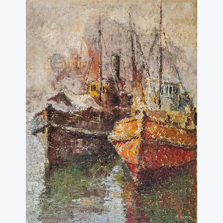 Lote siguiente: Pintura de puerto impresionista de Miguel De Vita