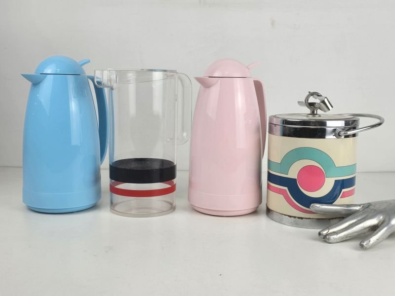 Jarra Térmica Rosa, Jarra Térmica Celeste y Cubitera Vintage