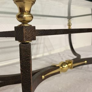 Mesa de Centro Clásica: Hierro Forjado, Bronce y Vidrio Biselado - imagen 3