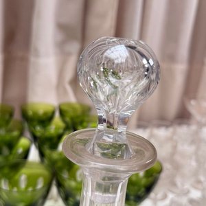 Juego de Cristalería Fina: Copas Verdes y Transparentes, Jarras y Decantador Val Saint Lambert - imagen 11