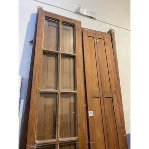 Puerta Doble Hoja de Madera y Vidrio con Postigos y Marco - imagen 2