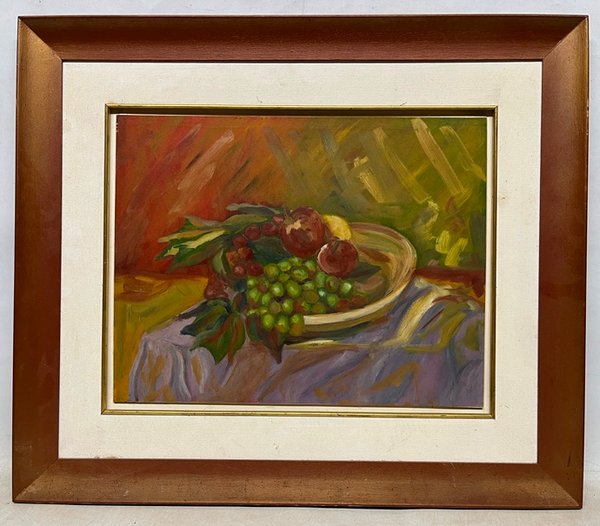 Pintura de frutas en oleo sobre carton