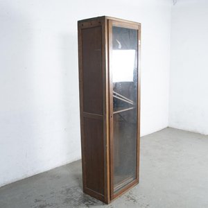 Mueble Estante Antiguo Enchapado en Roble con Puerta de Vidrio - imagen 2