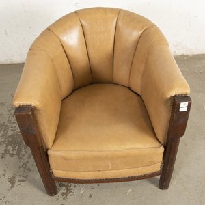 Sillón Art Decó Tapizado en Cuerina Clara - imagen 2