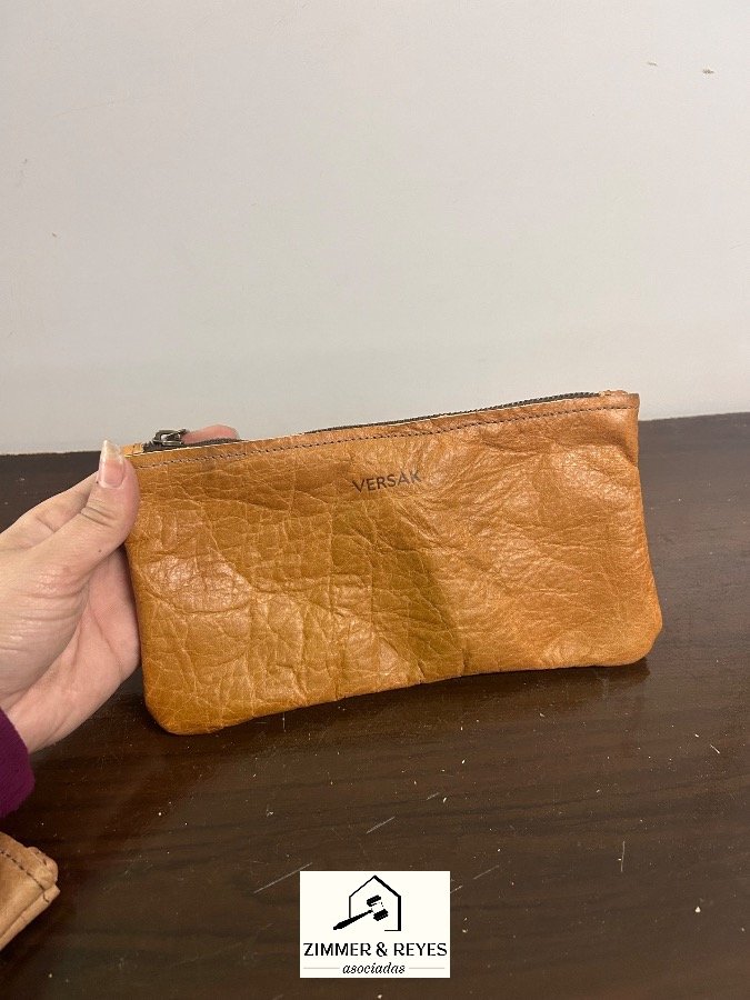 Monedero/Neceser de Cuero Marrón Marca VERSAK Nuevo