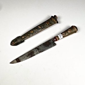 Cuchillo Criollo con Vaina de Platería y Oro - imagen 1